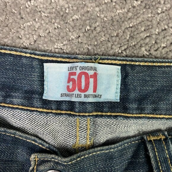 Levi's 501 Jeans Men's 38 x 32 Measures 37 x 29 Red Tab Button Fly Blue Cotton - Picture 10 of 16